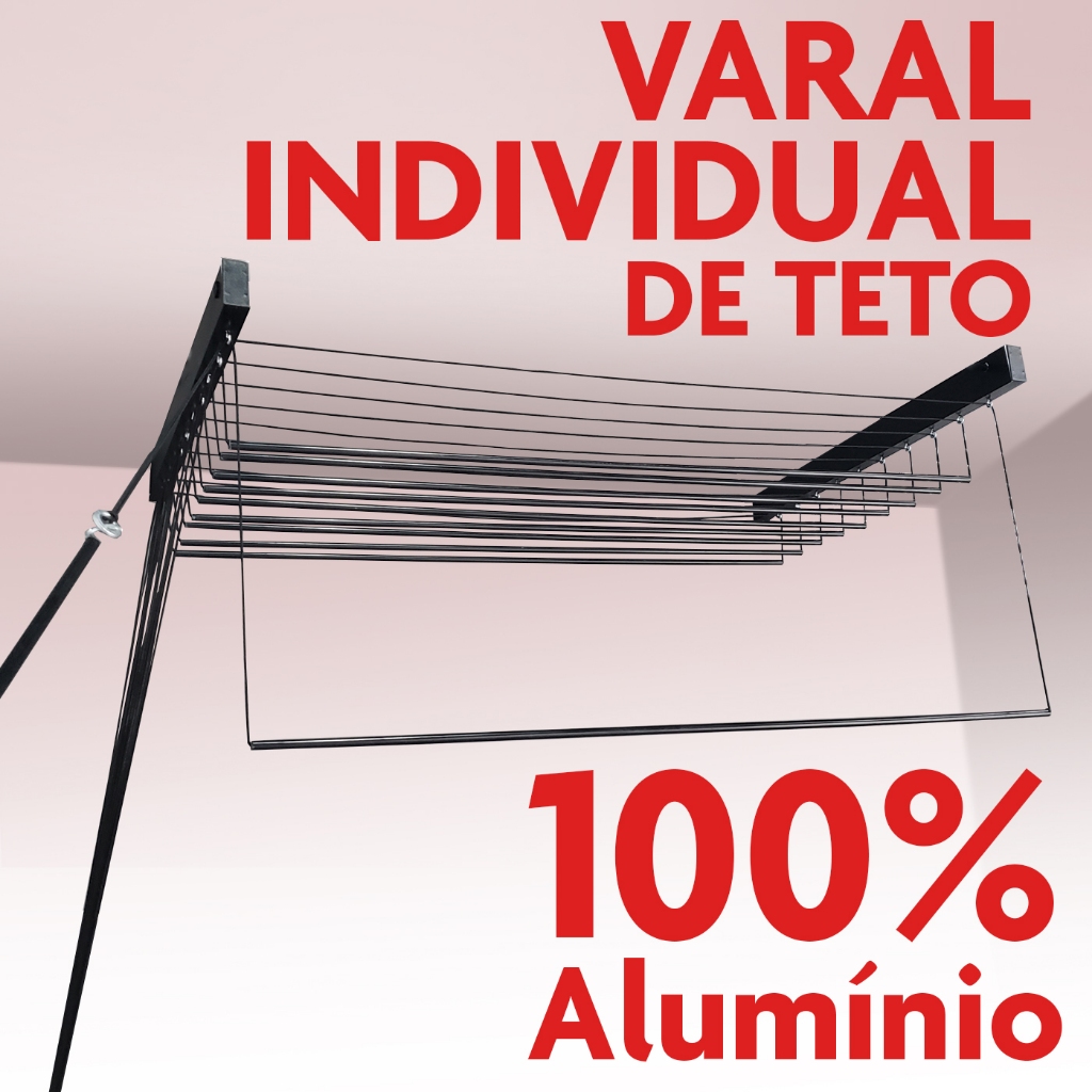 Varal De Teto Individual Varetas Alum Nio Refor Ado Bitenfer Varais Com Roldanas Shopee