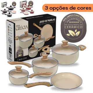 Conjunto de panelas 4 Peças Antiaderente Tampa Vidro Revestimento Cerâmicos