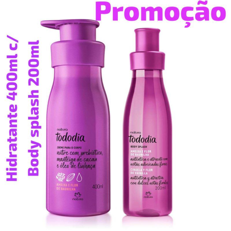 Ameixa e Flor de Baunilha Hidratante 400ml + Body Splash 200ml NaturaTododia-Escolha uma variação