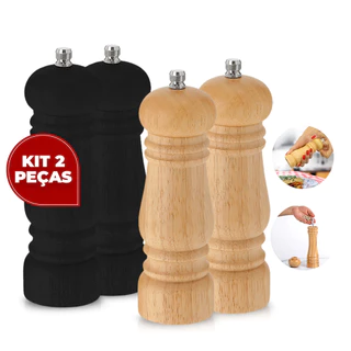 Kit 2 Moedores Madeira Premium De Sal Pimenta Especiarias 15cm