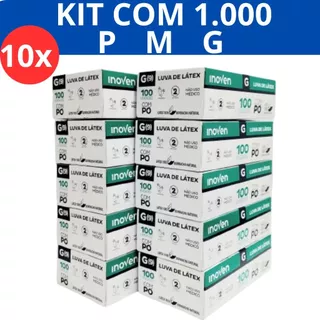Luva Látex Descartável com Pó Kit com 1000 unidades
