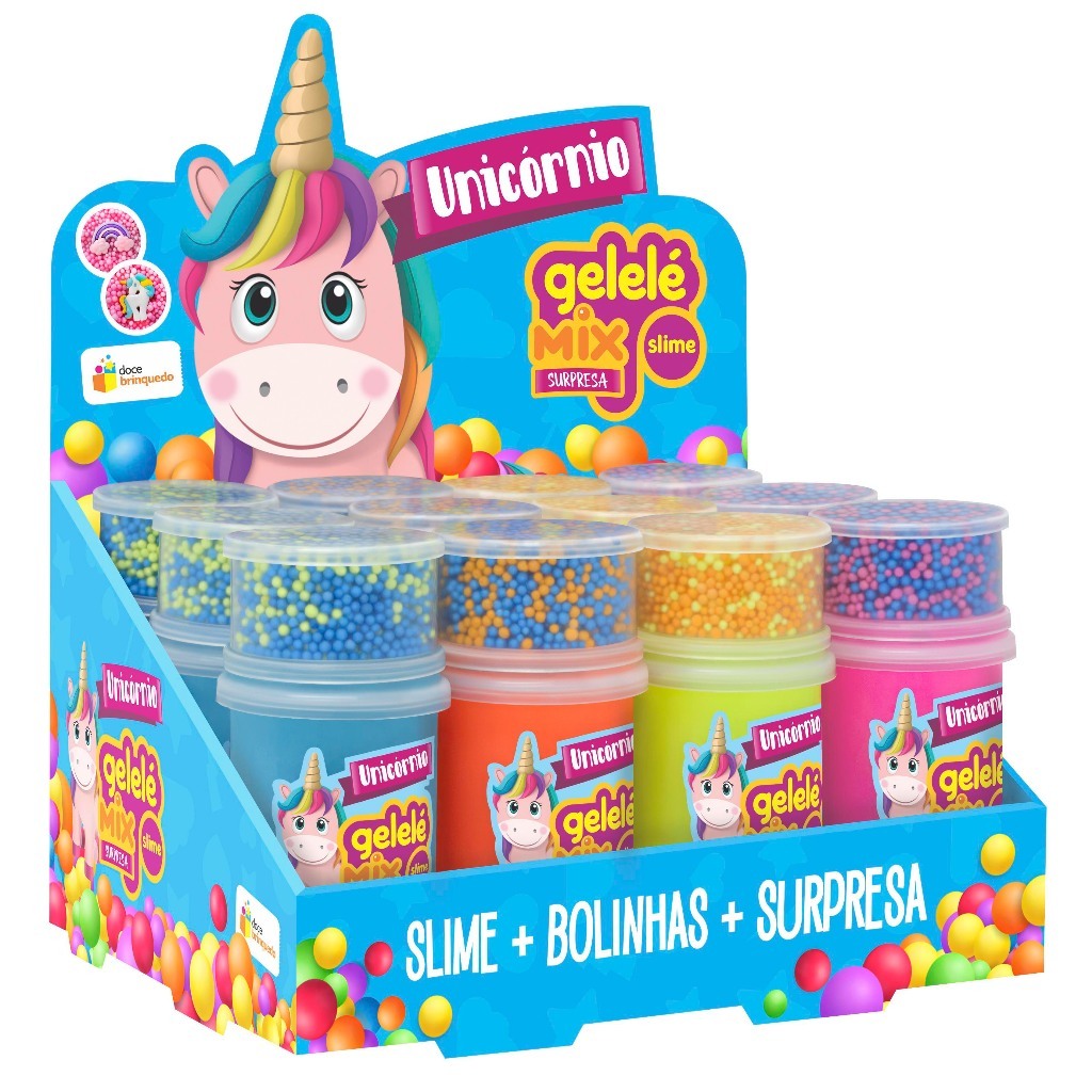 Slime Gelelé Unicórnio Mix Bolinha Brinquedo Surpresa 153g Marca Doce ...