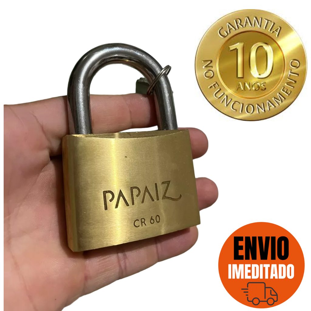 Cadeado Grande Papaiz 60mm Cr60 para portão porta dourado | Shopee Brasil