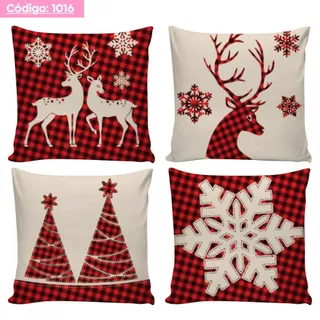 KIT COM 4 ALMOFADAS CHEIAS - TEMA NATAL REFIL E CAPA ENVIO IMEDIATO