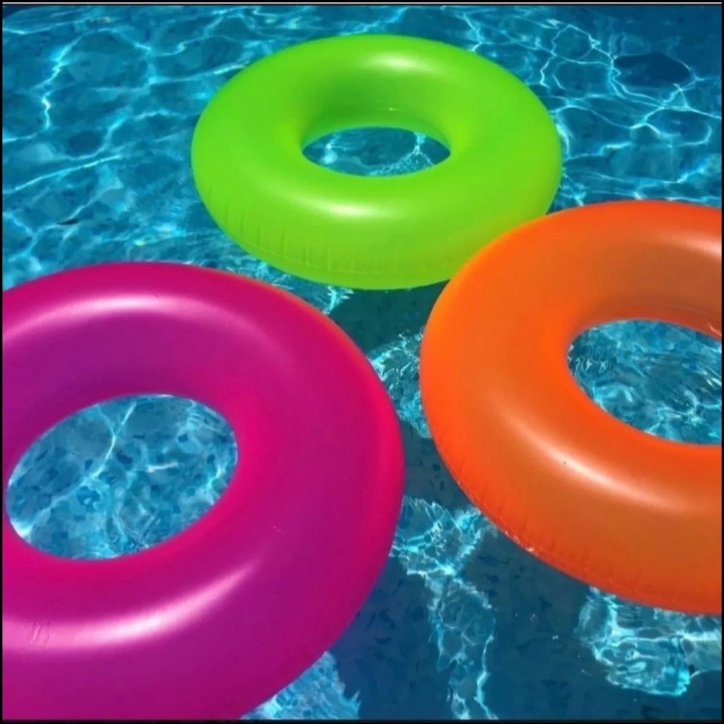 Boia Neon para Piscina ou Praia Redonda 90cm Grande Inflável Coloridas