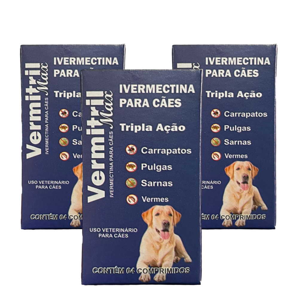 Vermitril Remédio Anti Carrapatos, Vermes, Pulgas E Sarnas - 12 Comp ...