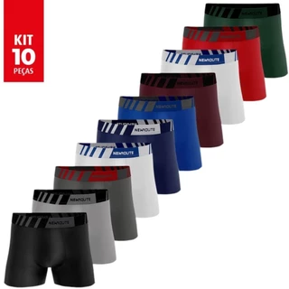Kit 10 Cueca Box Cuecas Boxer Masculino Microfibra Lisas/Estampadas