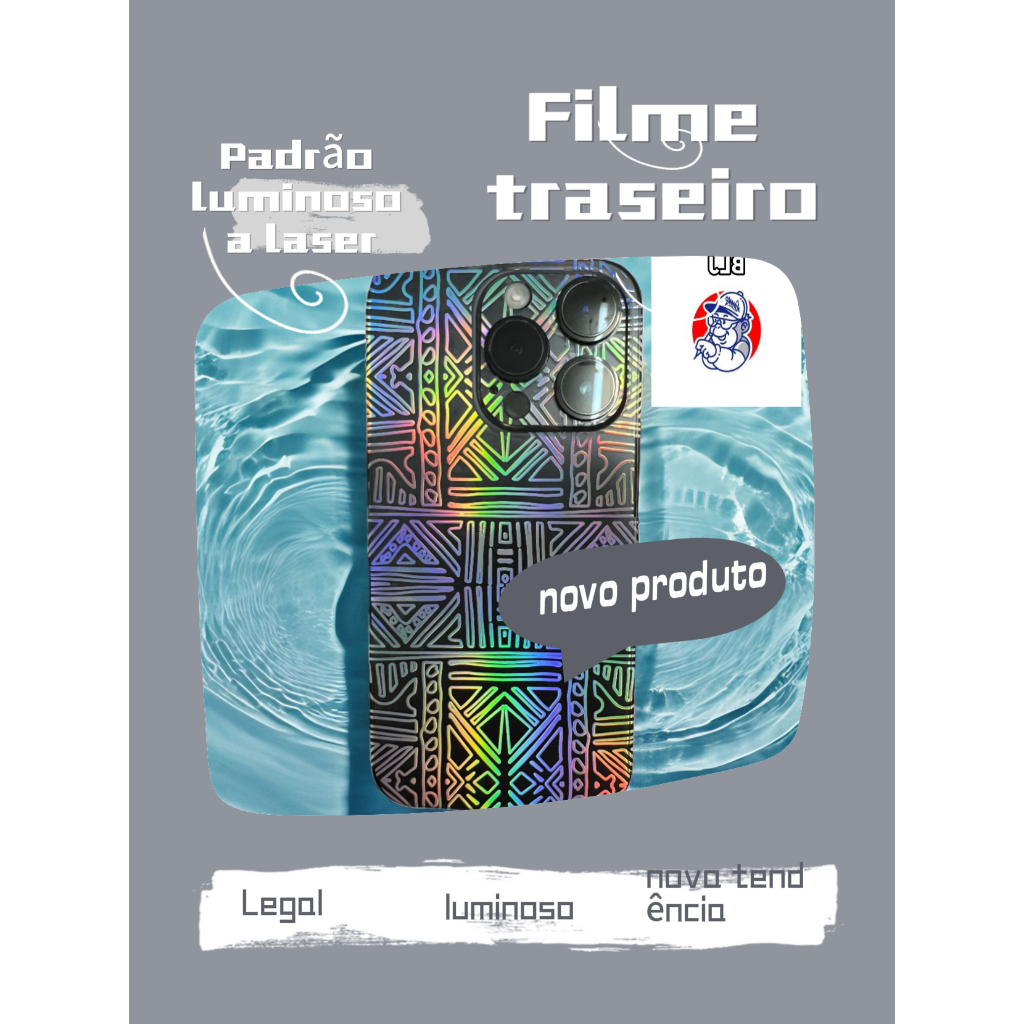 Película Traseira Com Padrão de laser luminoso pra redmi/xiaomi note 13/13 pro/ e série Redmi 14c