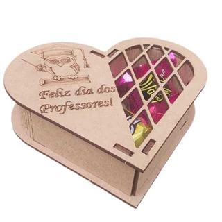 10 Caixas Coração 13 cm dia dos Professores, Lembrança, Presentes, MDF - Madeira