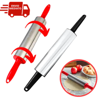 Rolo De Massa Giratório Amassador De Pizza Pão Massas Macarrão Inox Pau de Macarrão