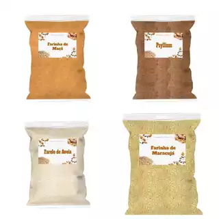Kit Saciedade e Perda de Peso - Psyllium, Fibra de Maçã, Farinha de Maracujá e Farelo de Aveia