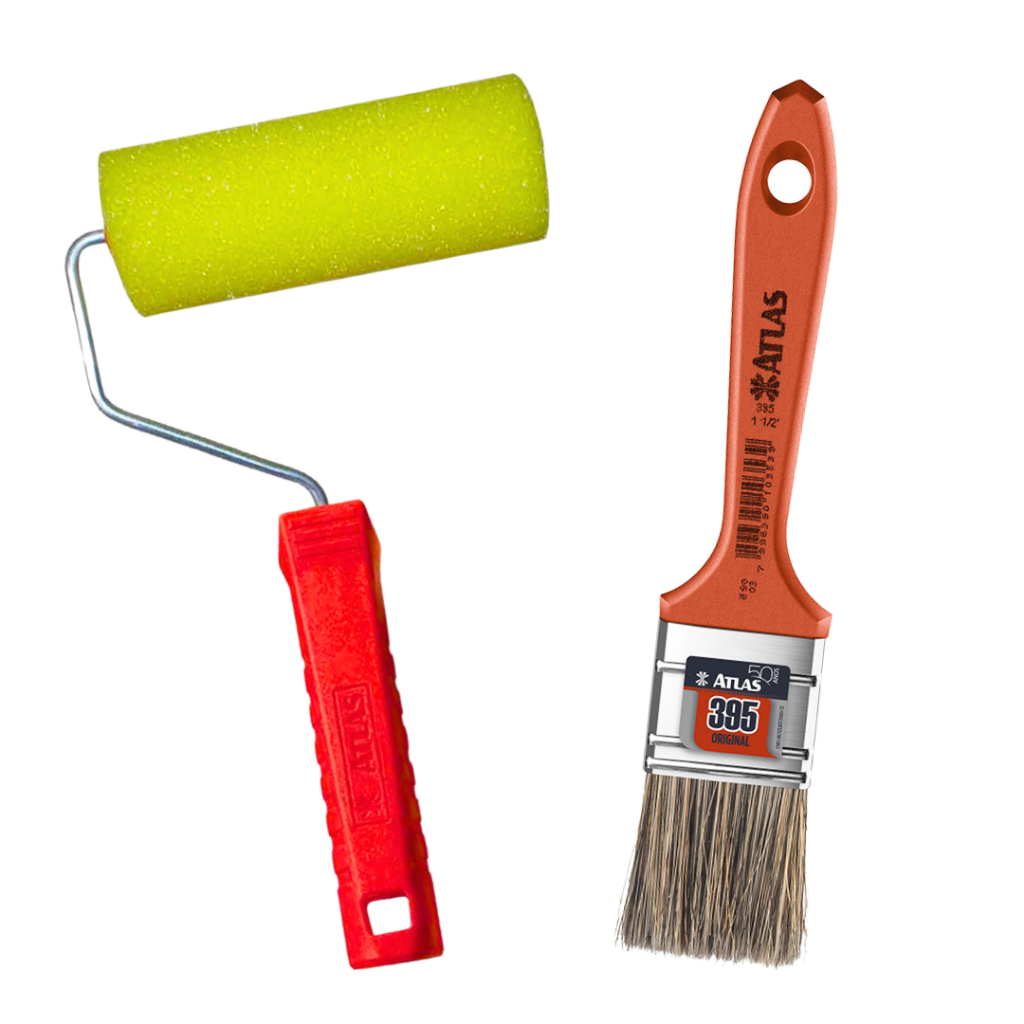 Kit Pintura Rolo Espuma 9 cm + 1 Pincel - Atlas | Shopee Brasil