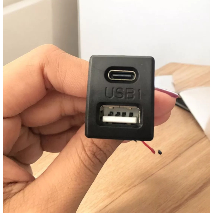 Conector 2 Fios Fêmea Duplo Tipo-c E Usb Para Carros E Diy