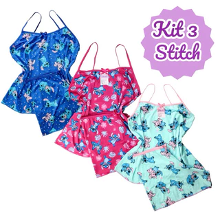 Kit 3 short doll infantil stitch pijama do Stitch para crianças pijamas personagens