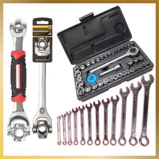 KIT Ferramentas Completo 48 em 1 + Chaves Multifuncionais + Jogo de Bits + Chaves de Boca + Mecânico