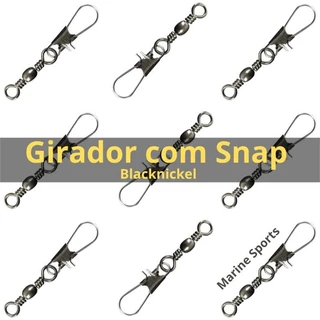 Distorcedor Girador com Snap, para pesca, Marine Sports, cor Blacknickel (preto) - Vários Tamanhos
