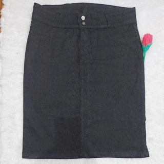 Saia Evangélica jeans preto plus size