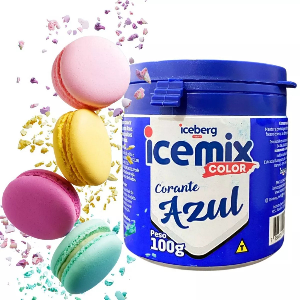 Corante Em Pó Alimentício AZUL Hidrossolúvel Icemix Color 100g ...