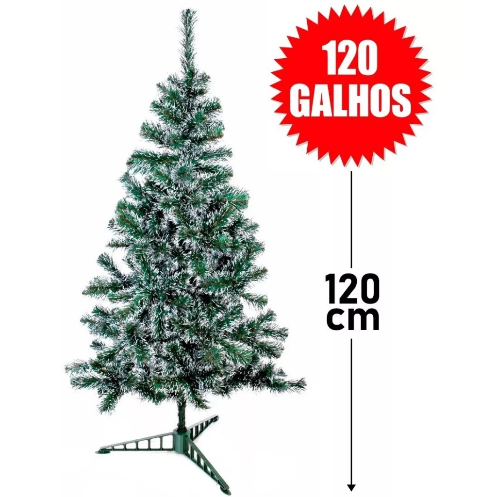 Árvore Natal Verde Neve Nevada 1,2m 120cm 110 Galhos Pinheirinho Natal 2024