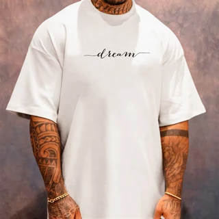 Camiseta Camisa Masculina Gola Alta Dream Sonho Tumblr Gangster Estilo de Rua Oversized Streetwear