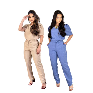 kit 2 conjuntos Linho Elegante Sofisticado Casual jaleco hospitalar Calça e blusa scrub uniforme