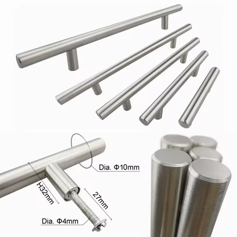 Kit 4\12 Puxador em Aço Inox Tubular 64mm-192mm Para Móveis Gaveta Porta Armário