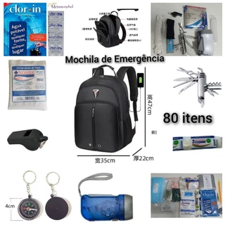 Mochila de Emergência 80 itens Kit sobrevivência Primeiros Socorros Militar Acampamento Tático