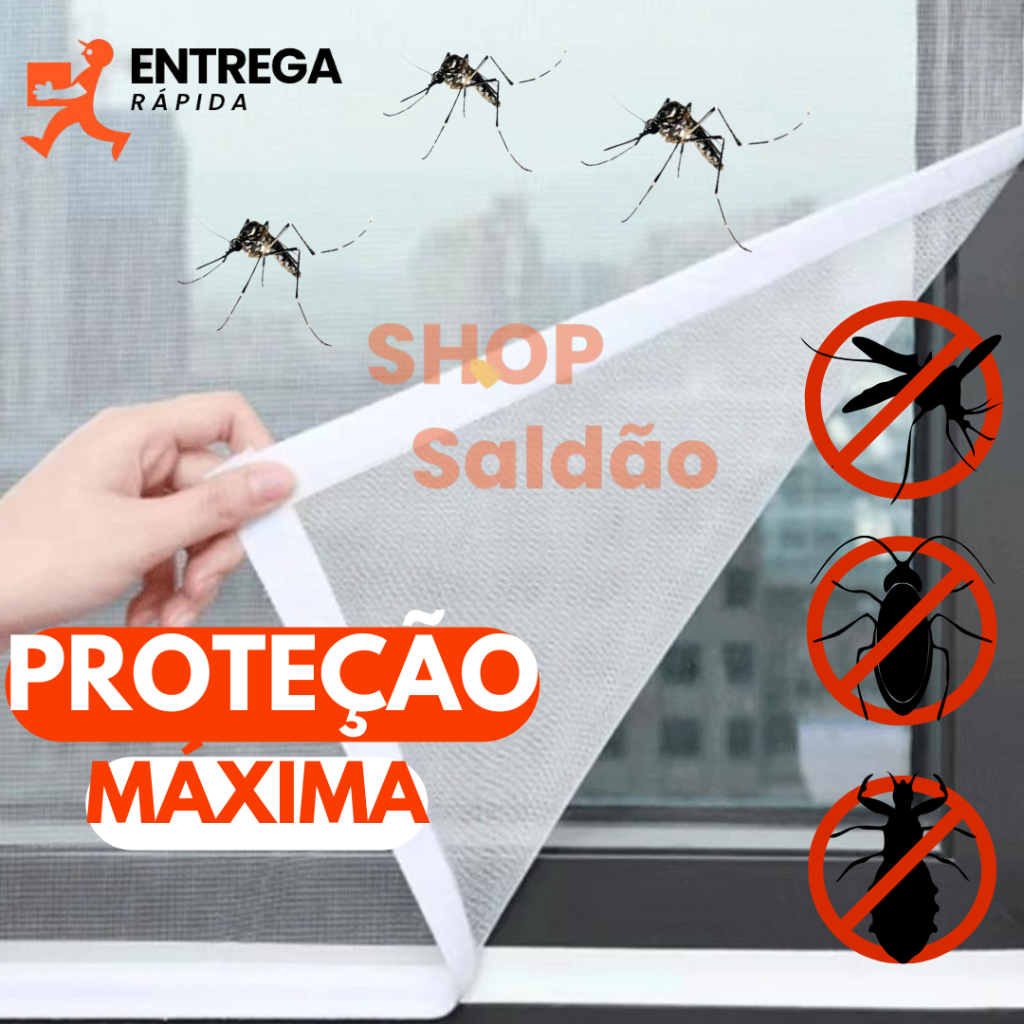 Kit Tela Mosquiteiro Para Janela De 150x180cm Remov vel E Fita Dulpa 