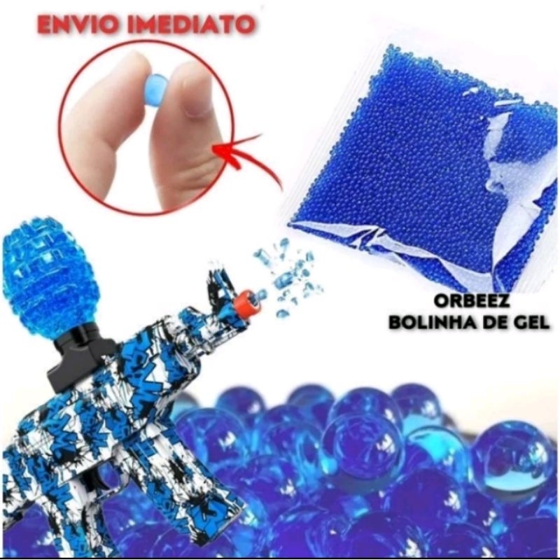Kit Master 20 Mil Bolinhas Gel Hidrogel Azul 7-8mm Bolas Orbeez Cristal