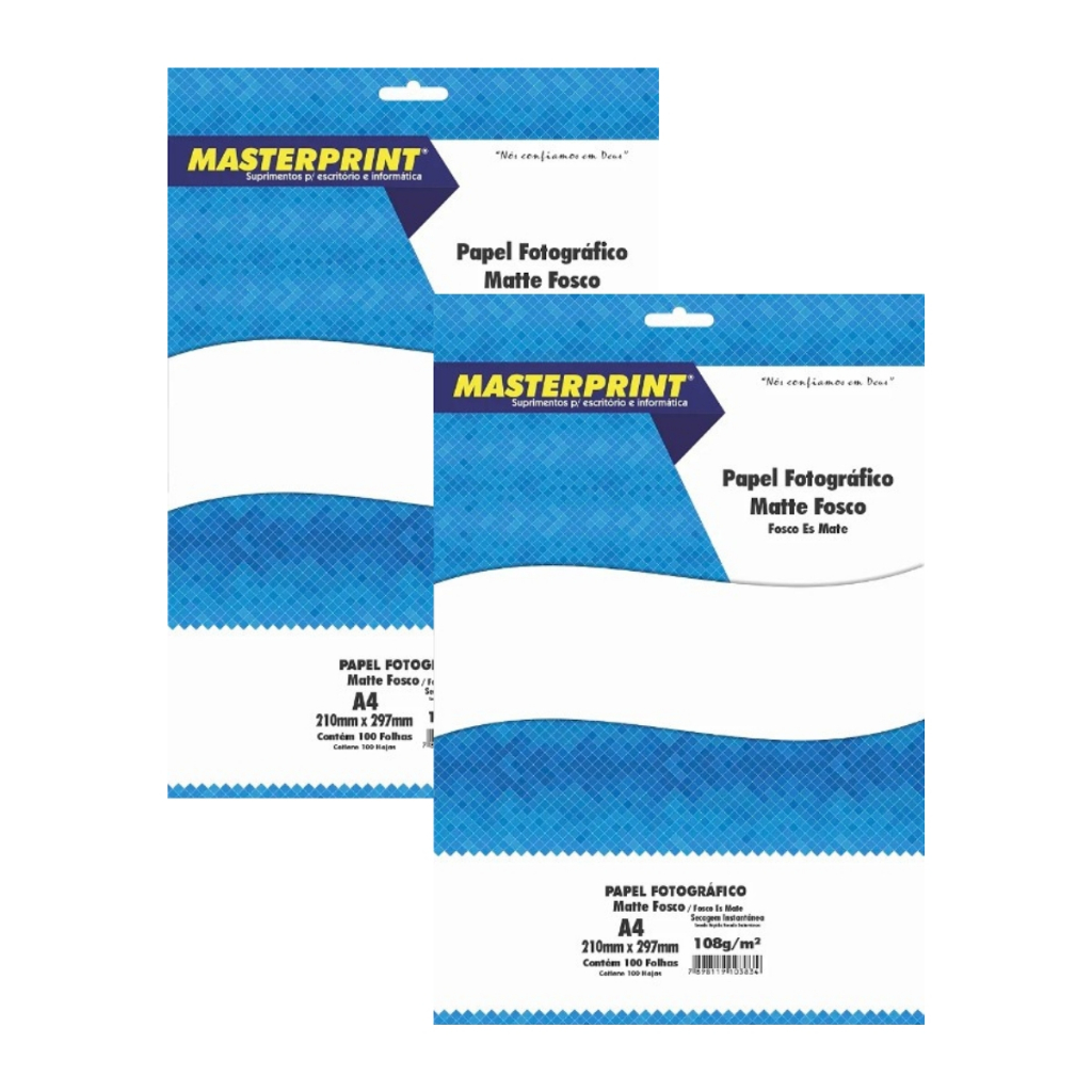 200 Folhas Papel Fotográfico Matte Fosco A4 108g (Masterprint) | Shopee ...