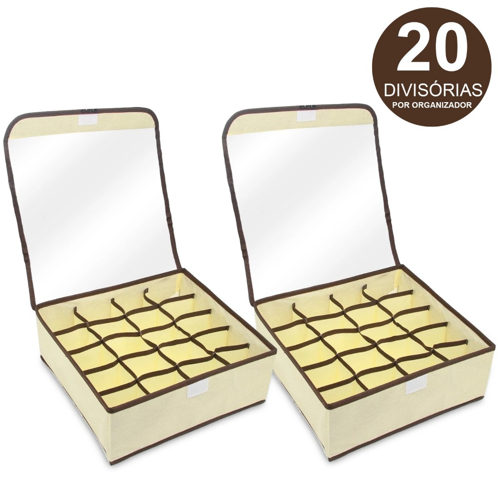 Caixa organizadora Colmeia de Gaveta com Tampa 20 Divisórias 32cm Para Guarda-Roupas Closet
