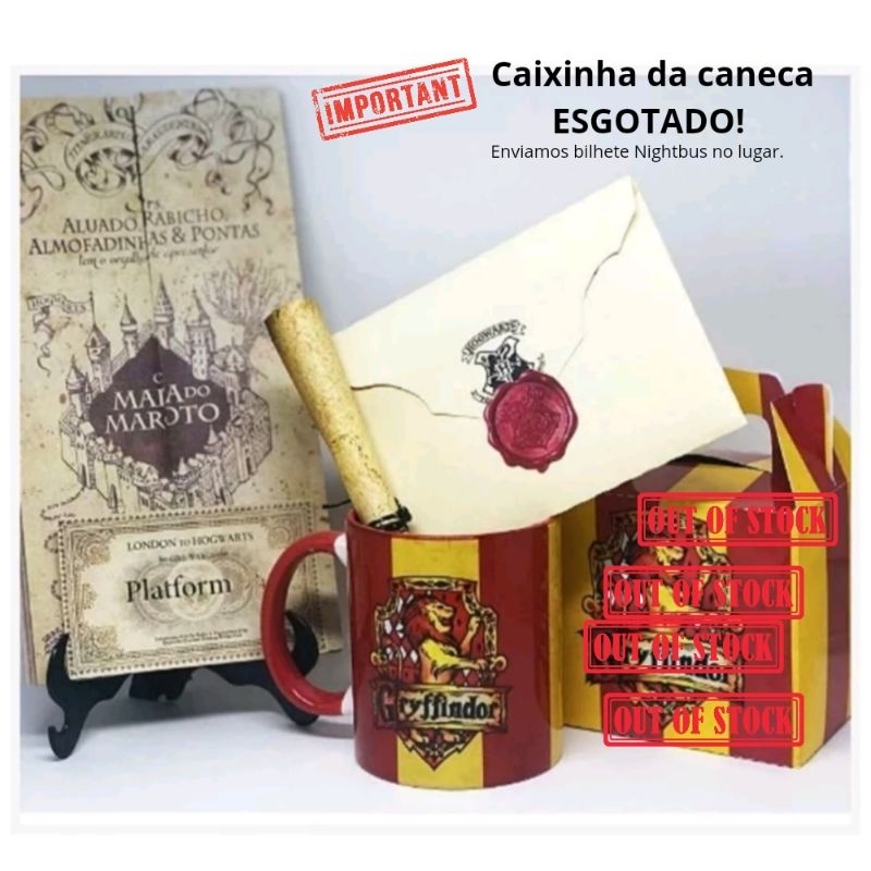 kit Casas de Hogwarts Harry Potter Hp com caneca, carta personalizada, mapa do maroto, feitiços