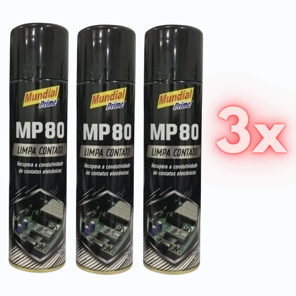 3 Unidades - Spray Limpa Contato Mundial Prime 300ml/170g MP80