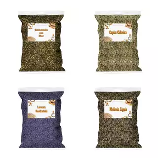 Kit Ansiedade (Camomila + Melissa Lippia + Capim Cidreira + Lavanda)