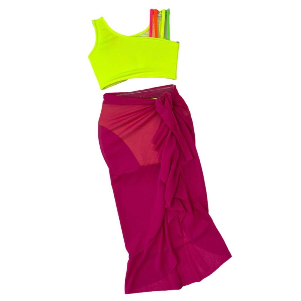 Trikini Infantil Biquíni E Saída Traje De Banho Moda Praia Verão Kids ...