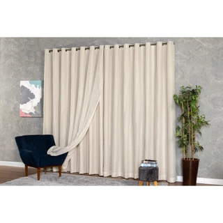 Cortina Gaze De Linho Com Forro Blackout Luxo 4 x 2,50/2,80/2,60
