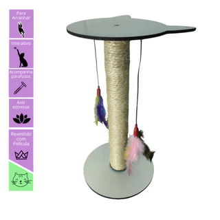 Poste Arranhador para Gatos Brinquedo Duplo Divertido Sisal MDF
