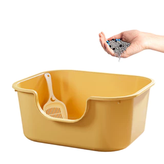 Caixa de Areia para Gatos com Borda Alta Elevada, Acompanha Pá Higienico Design Funcional Limpeza Fácil