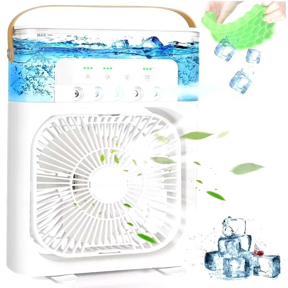 Refrigerador De Ar Ventilador Umidificador Portátil Com Led Reservatório De Água Led Tipo C USB