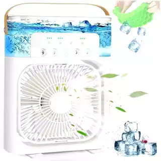 Refrigerador De Ar Ventilador Umidificador Portátil Com Led Reservatório De Água Led Tipo C USB