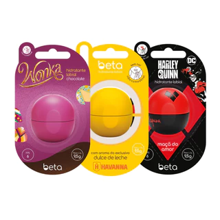Kit 3 Hidratantes Labiais Beta - Wonka + Havanna Doce de Leite + Arlequina
