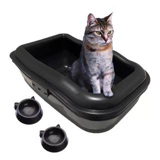 Caixa de Areia Aberta Preta para gatos Furbox Duracat Banheiro Higiênico com Peneira Furba
