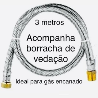 Mangueira Flexível de Gás encanado de 1 à 4 metros com rosca Macho e Fêmea de 1/2"