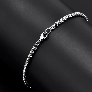 Pulseira cordão trançado aço inox legítimo prata masculino