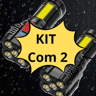 KIT COM 2 Lanternas tatica Led Potente 5 LED Recarregável Usb Portátil Ultra Brilhante Com Uso Externo De Longo Alcance MT110 BRONZE (5) MT110 PRETA (5)