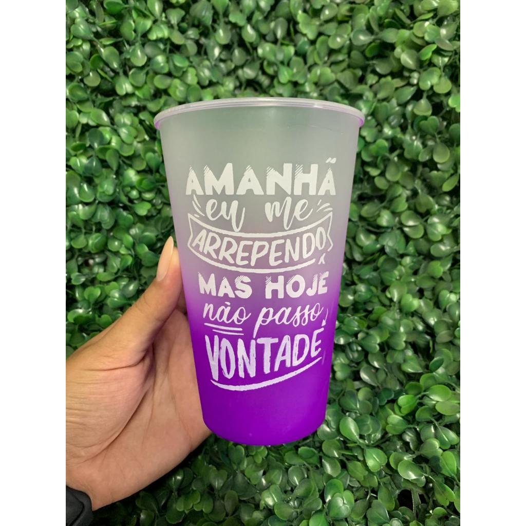 Kit 50 Copos Ecológicos duráveis Degradê 550ml Personalizados Festa Eventos