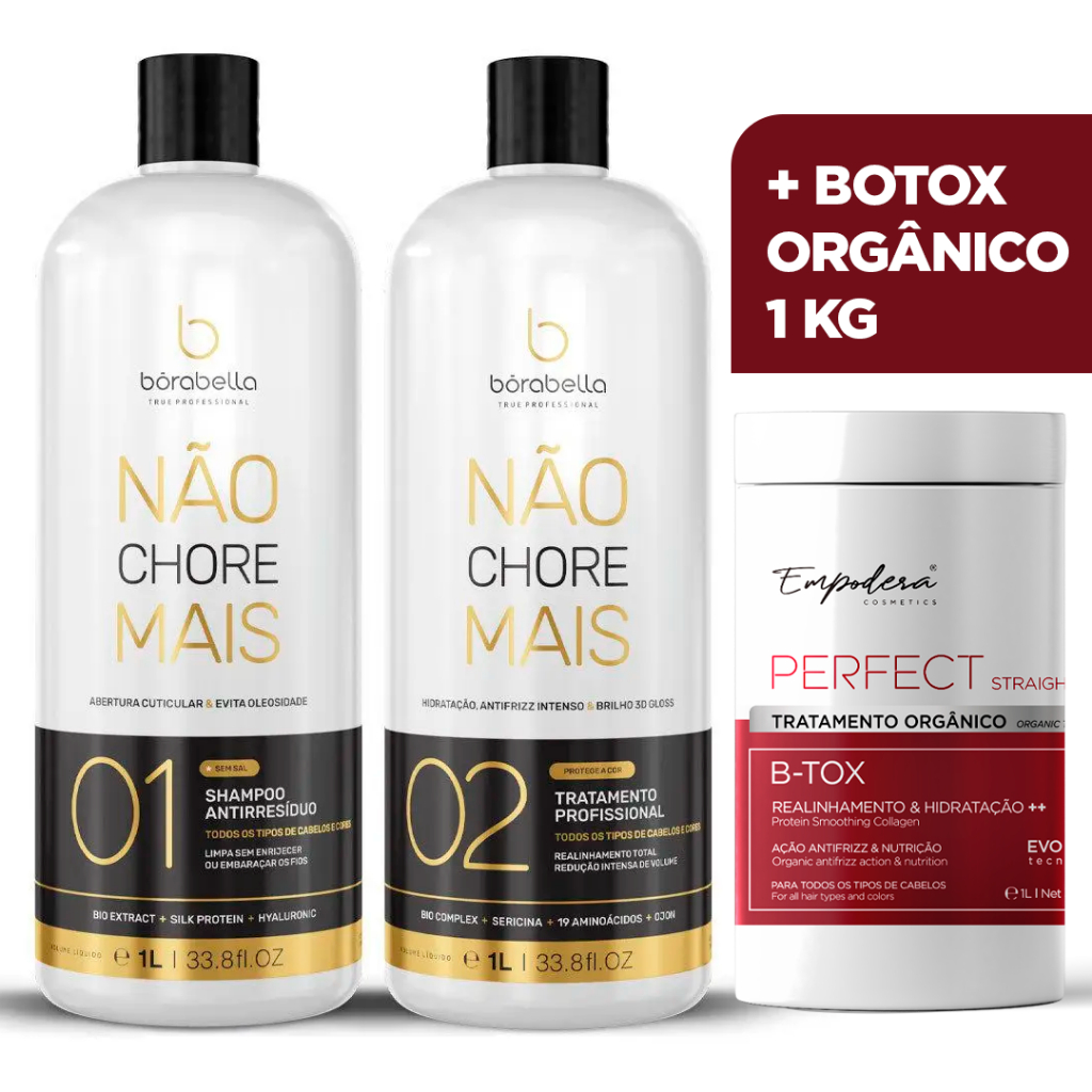 Progressiva Não Chore Mais Orgânica 2x1l - Borabella - Alisamento Semi ...