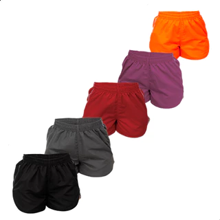 KIT 5 Shortinho Shorts Feminino Moda P ao GG Várias Cores Praia Piscina Short Tactel Verão