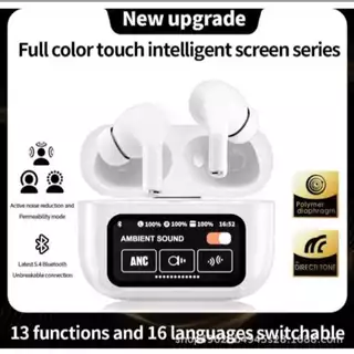 2024 Últimos Fone de Ouvido sem Fio Bluetooth TWS A9 pro Branco Suporta Android e IOS 17 Fone Wt-2 com tela + APP + MP4 + redução de