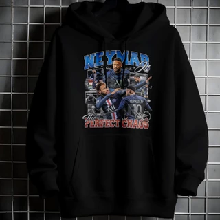 Moletom Canguru Unissex Grapich Neymar PSG Blusa Frio Com bolso Capuz Casaco Feminino Masculino Algodão 091